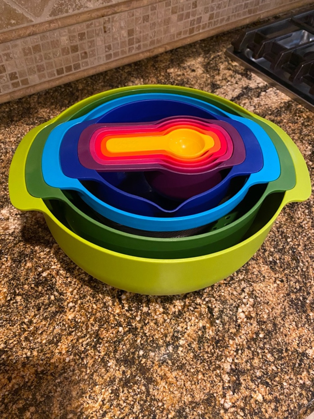 Multi-Color Nesting Kitchen Bowl and Measuring Spoon Set